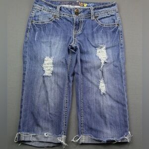 Vintage Women's Mudd Jean Shorts Mid Rise Cuffed Distressed Size 3